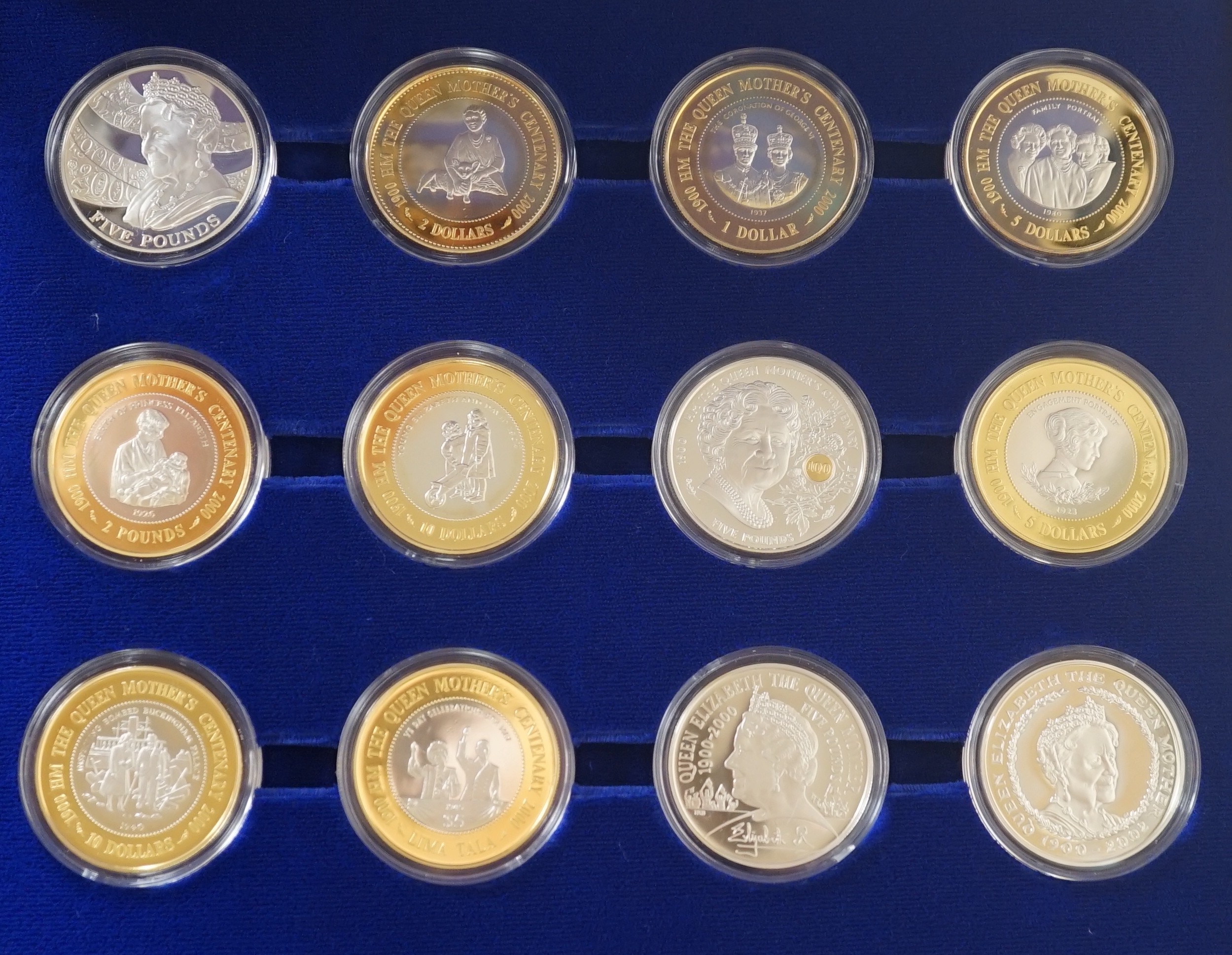 A cased Westminster mint Queen Mother memorial collection of twelve silver proof coins, no.0082